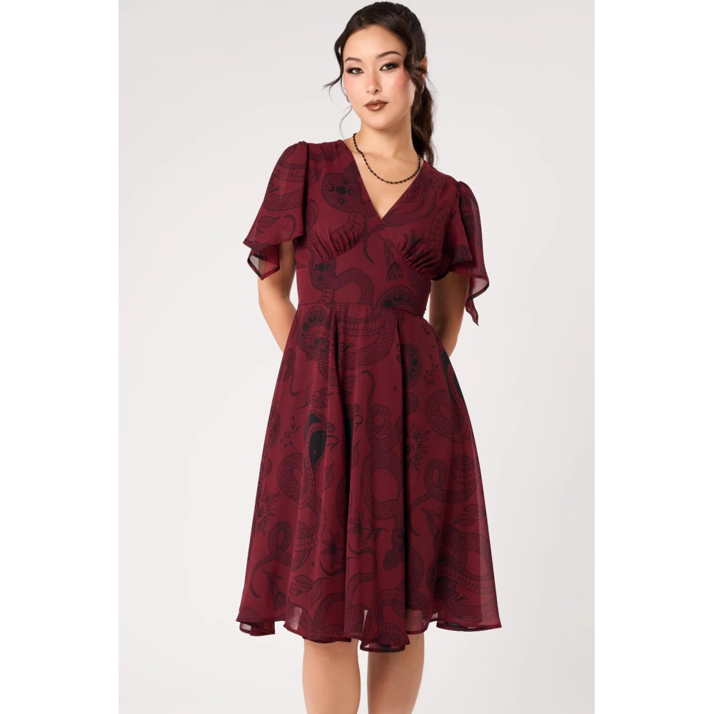 Hell Bunny - Venom Midi Korte jurk - Bordeaux rood
